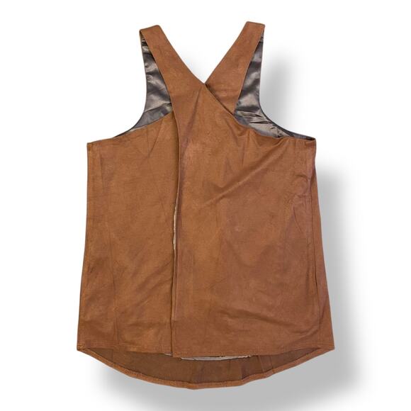 Olivaceous Faux Suede V-Neck Blouse Womens Size S‎ Brown Boho - Picture 4 of 8